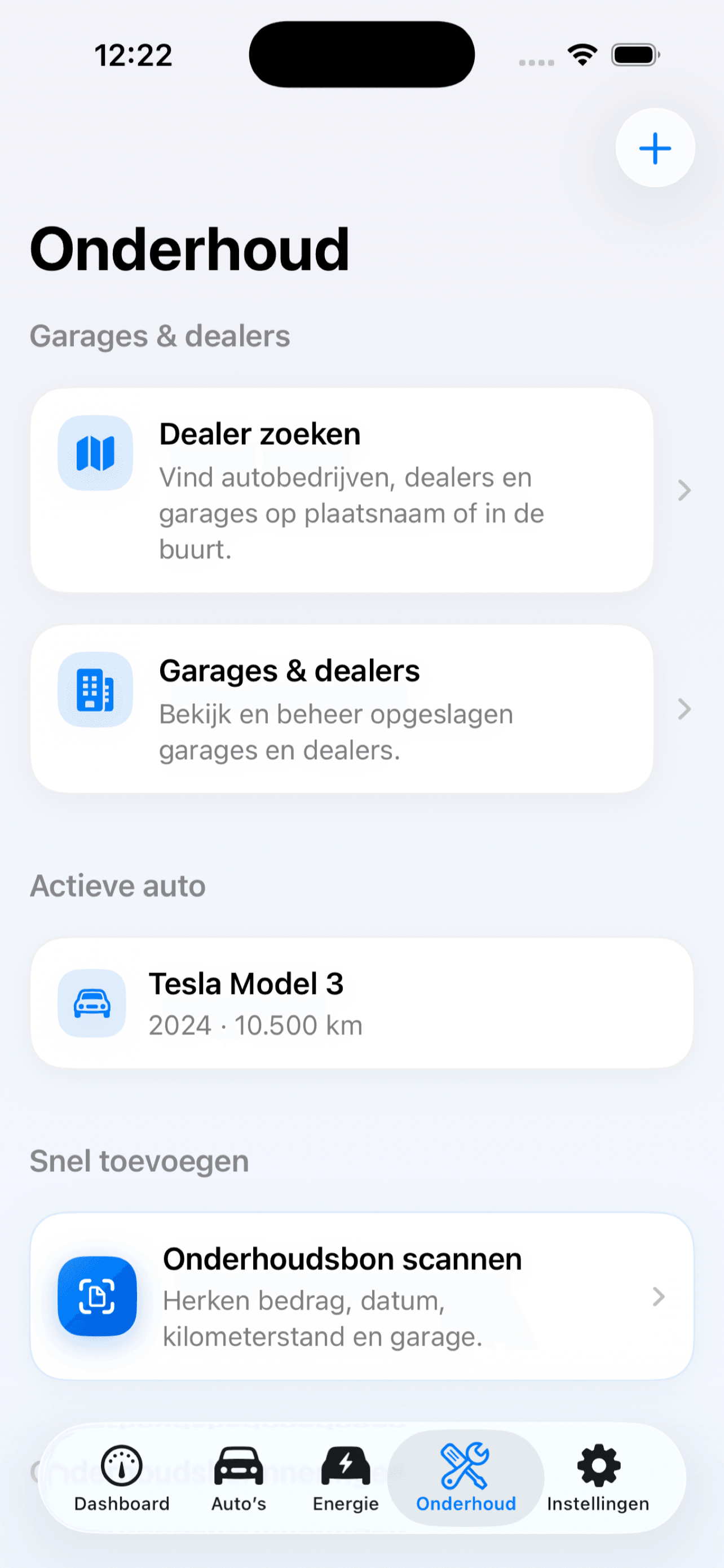 Onderhoudsoverzicht in AutoKas